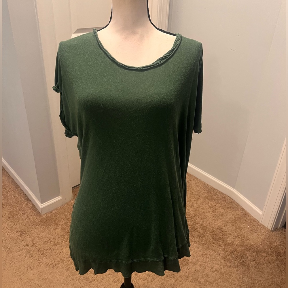 We The Free by Free People Green Linen Blend Oversized Tee XS